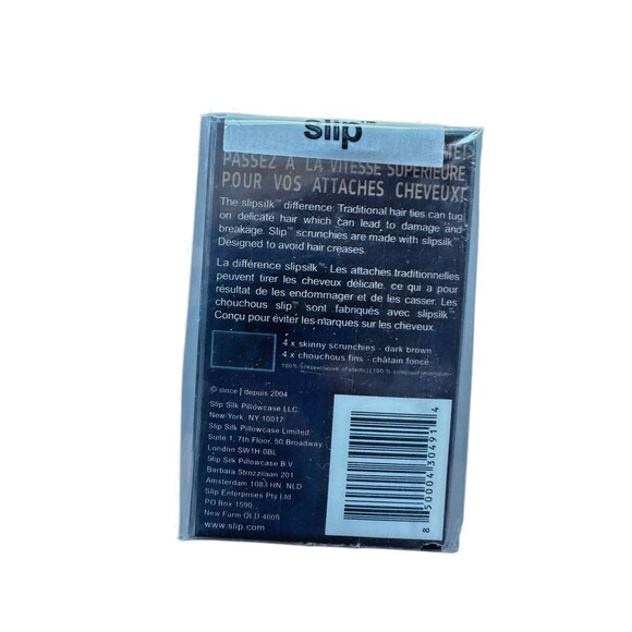 SLIP Package of 4 Silk Skinny Scrunchies Dark Brown 100% Mulberry Silk NEW - Picture 5 of 6